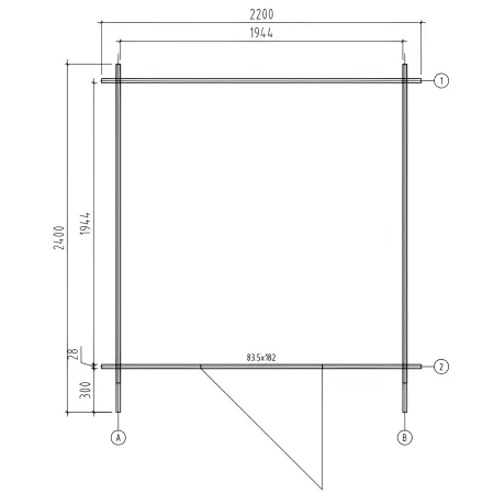 Casetta in Legno Grezzo 28 mm 218x218 cm Blockhouse con Pavimento