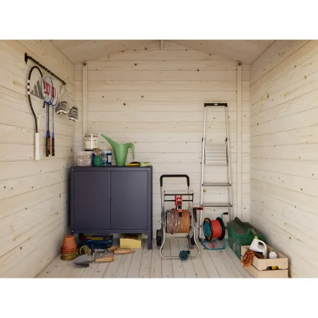 Casetta in Legno Grezzo 28 mm 218x218 cm Blockhouse con Pavimento