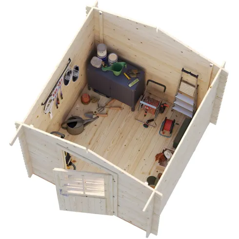 Casetta in Legno Grezzo 28 mm 218x218 cm Blockhouse con Pavimento