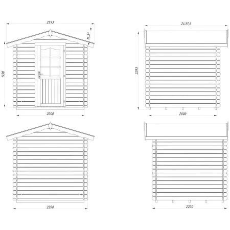 Casetta in Legno Grezzo 28 mm 218x218 cm Blockhouse con Pavimento