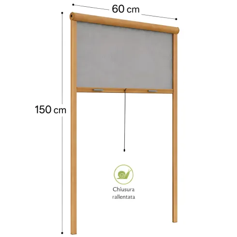Zanzariera a Rullo Verticale 60x150 Riducibile in Alluminio Bronzo