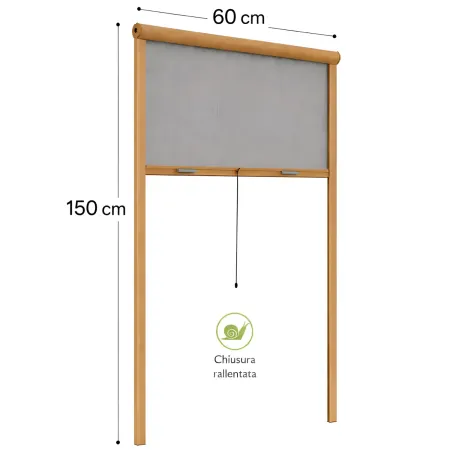 Zanzariera a Rullo Verticale 60x150 Riducibile in Alluminio Bronzo