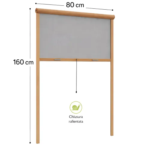 Zanzariera a Rullo Verticale 80x160 Riducibile in Alluminio Bronzo
