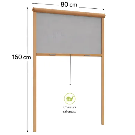 Zanzariera a Rullo Verticale 80x160 Riducibile in Alluminio Bronzo