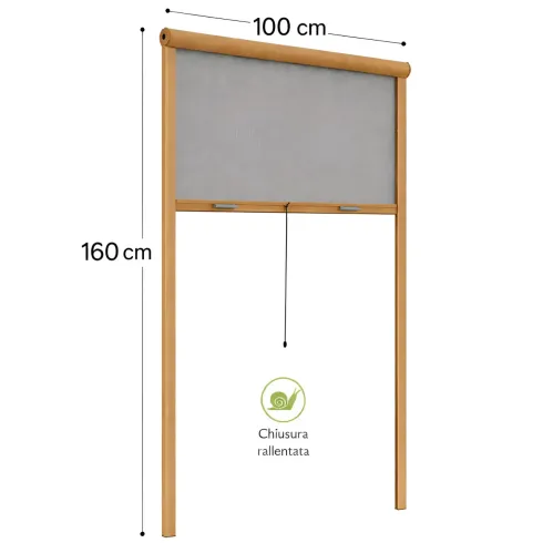Zanzariera a Rullo Verticale 100x160 Riducibile in Alluminio Bronzo