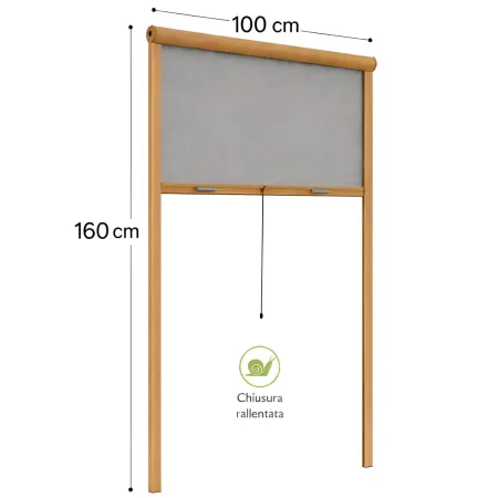 Zanzariera a Rullo Verticale 100x160 Riducibile in Alluminio Bronzo