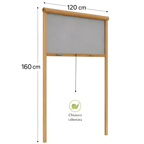 Zanzariera a Rullo Verticale 120x160 Riducibile in Alluminio Bronzo