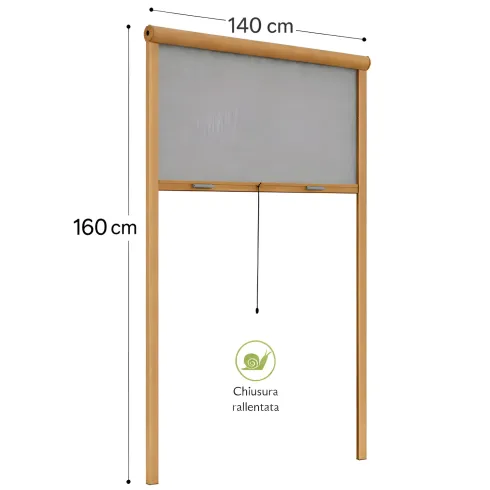 Zanzariera a Rullo Verticale 140x160 Riducibile in Alluminio Bronzo