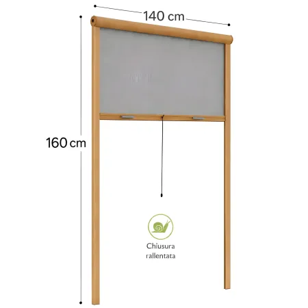 Zanzariera a Rullo Verticale 140x160 Riducibile in Alluminio Bronzo