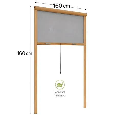 Zanzariera a Rullo Verticale 160x160 Riducibile in Alluminio Bronzo