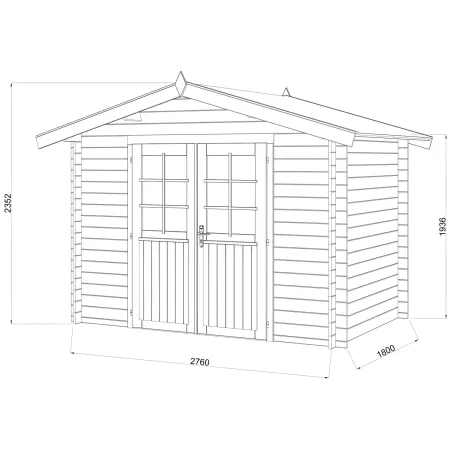 Casetta in Legno Impregnato 28 mm 296x200cm Blockhouse Doppia Porta