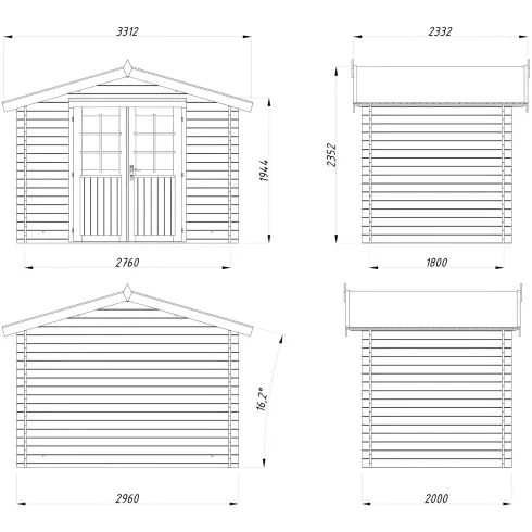 Casetta in Legno Impregnato 28 mm 296x200cm Blockhouse Doppia Porta