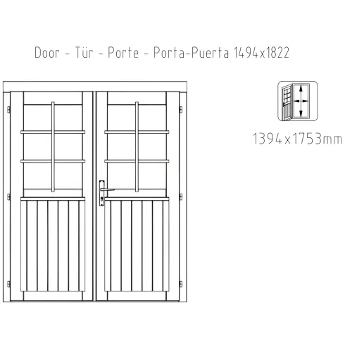 Casetta in Legno Impregnato 28 mm 296x200cm Blockhouse Doppia Porta