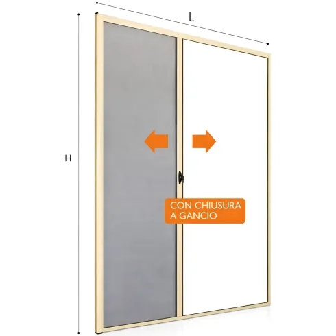 Zanzariera a Rullo Laterale per Porta Avorio 150x250 Riducibile