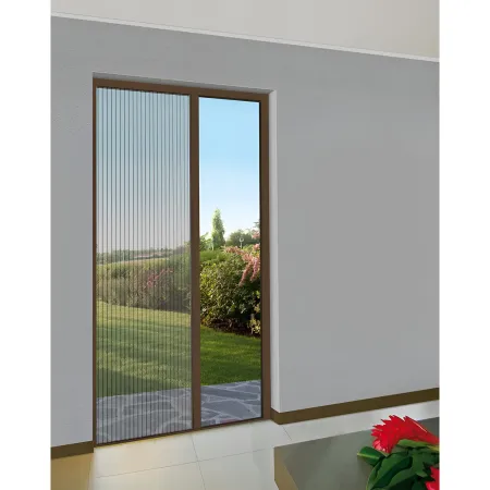 Zanzariera Plissettata Laterale Marrone Guida Bassa Porta 120X240
