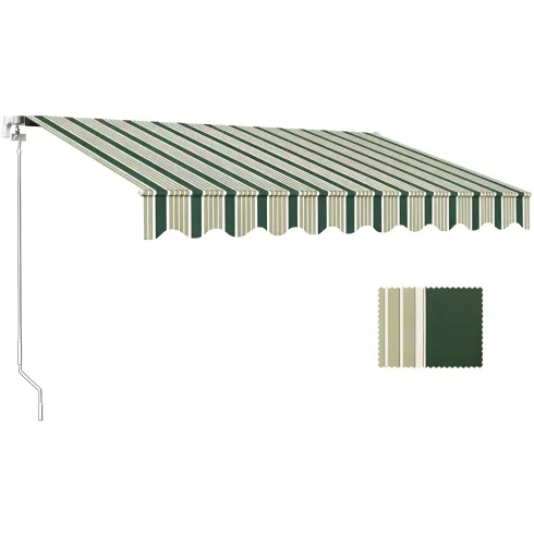Tenda da Sole Eco 300x200 Riga Verde Bianco Barra Quadra Avvolgibile