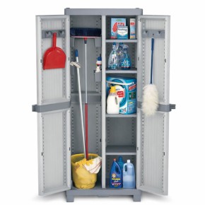 Armadio in Resina Portascope da Esterno Mobile Balcone Plastica con Ripiani 2