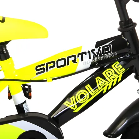 Bicicletta Bambini 12" Sportiva Giallo Rotelle Removibili Borraccia