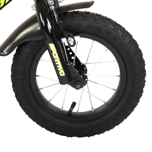 Bicicletta Bambini 12" Sportiva Giallo Rotelle Removibili Borraccia