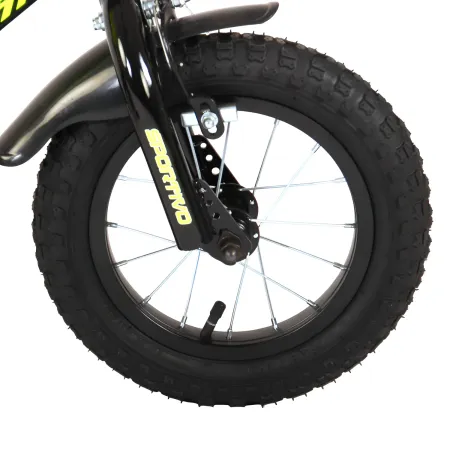 Bicicletta Bambini 12" Sportiva Giallo Rotelle Removibili Borraccia