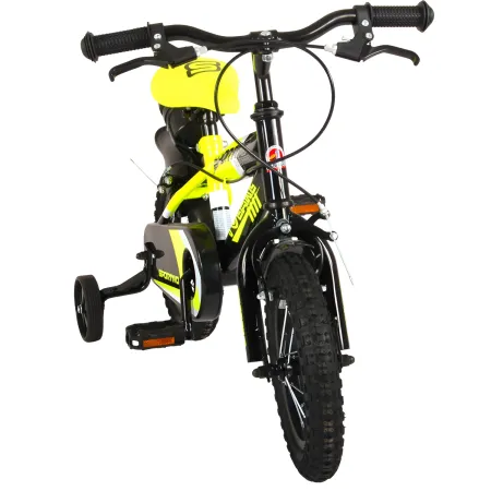 Bicicletta Bambini 12" Sportiva Giallo Rotelle Removibili Borraccia