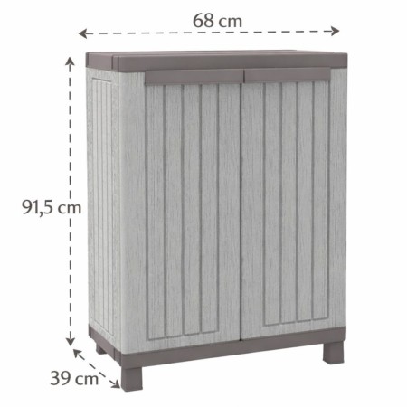 Armadio Basso da Esterno Mobile Balcone Giardino in Resina con Ripiani Due Ante
