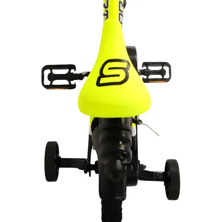 Bicicletta Bambini 14" Sportiva Giallo Rotelle Removibili Borraccia