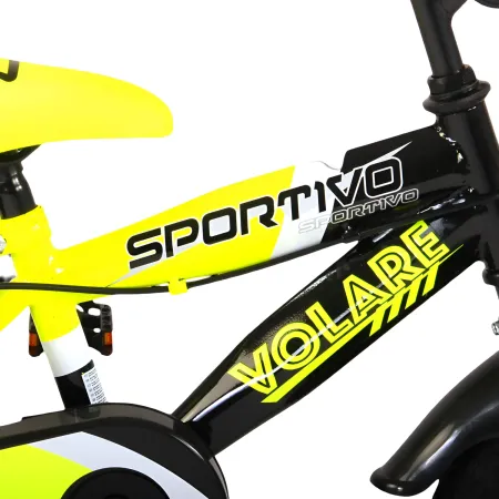 Bicicletta Bambini 14" Sportiva Giallo Rotelle Removibili Borraccia