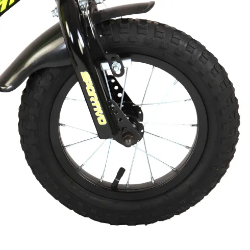 Bicicletta Bambini 14" Sportiva Giallo Rotelle Removibili Borraccia
