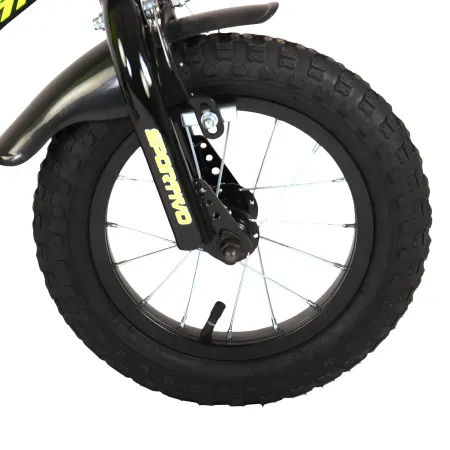 Bicicletta Bambini 14" Sportiva Giallo Rotelle Removibili Borraccia