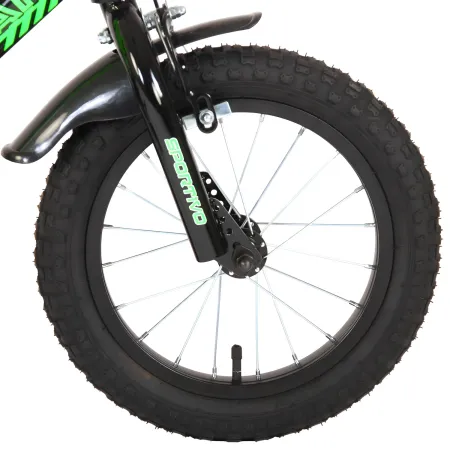 Bicicletta Bambini 12" Sportiva Verde Rotelle Removibili Borraccia