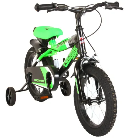 Bicicletta Bambini 12" Sportiva Verde Rotelle Removibili Borraccia