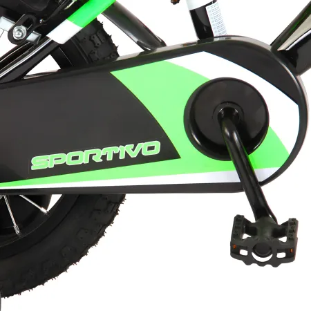 Bicicletta Bambini 12" Sportiva Verde Rotelle Removibili Borraccia
