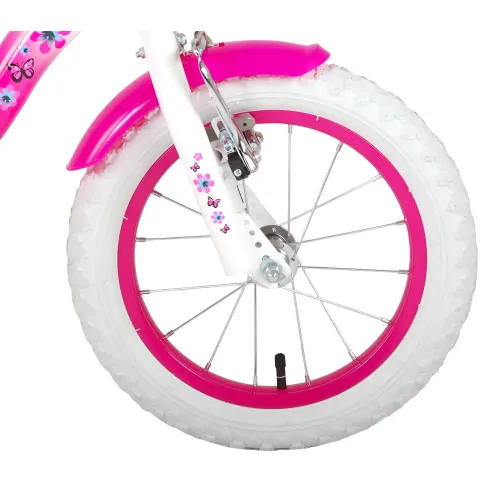 Bicicletta Bambini 14" Sportiva Rosa Rotelle Removibili Borraccia
