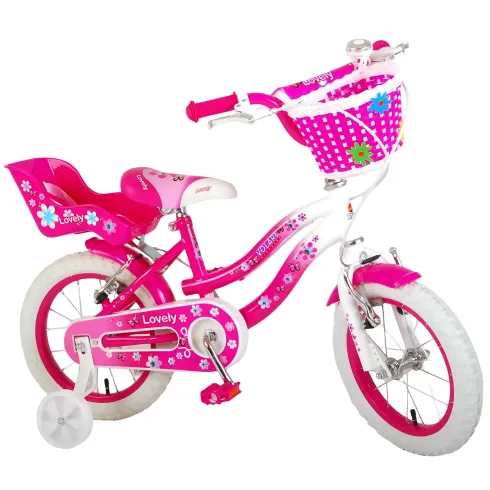 Bicicletta Bambini 14" Sportiva Rosa Rotelle Removibili Borraccia