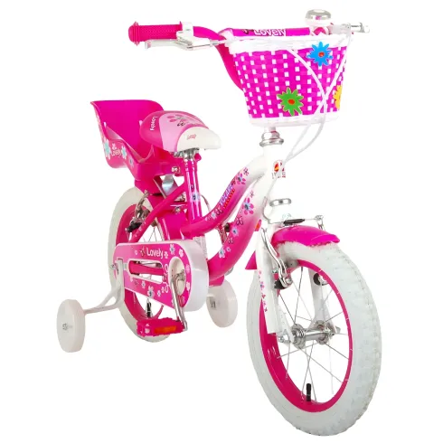 Bicicletta Bambini 14" Sportiva Rosa Rotelle Removibili Borraccia