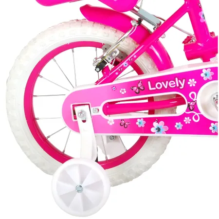 Bicicletta Bambini 14" Sportiva Rosa Rotelle Removibili Borraccia