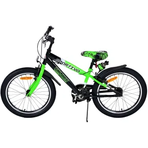 Bicicletta Bambini 20" Sportiva Verde Sportiva Portaborraccia Cavalletto
