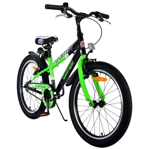 Bicicletta Bambini 20" Sportiva Verde Sportiva Portaborraccia Cavalletto