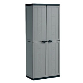 Armadietto in Resina Alto da Esterno Grigio con 2 Ante 68x39x166 cm