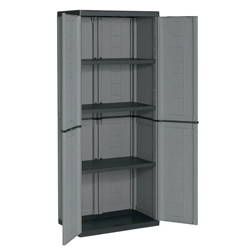 Armadietto in Resina Alto da Esterno Grigio con 2 Ante 68x39x166 cm