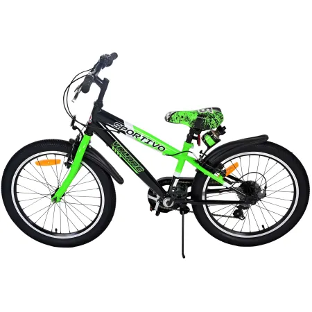 Bicicletta per Bambini 20" Sportiva Verde Sportiva 7 Marce Cavalletto