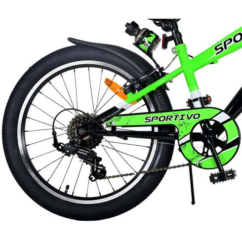 Bicicletta per Bambini 20" Sportiva Verde Sportiva 7 Marce Cavalletto