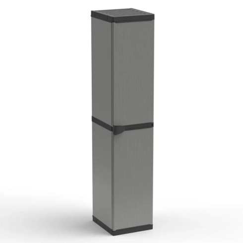 Armadio Modulare Basso Resina PVC per Esterno Un'Anta Ripiani Balcone Giardino Mobile