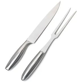 Set da Taglio per Barbecue Acciaio Inox Coltello Forchetta 33 cm