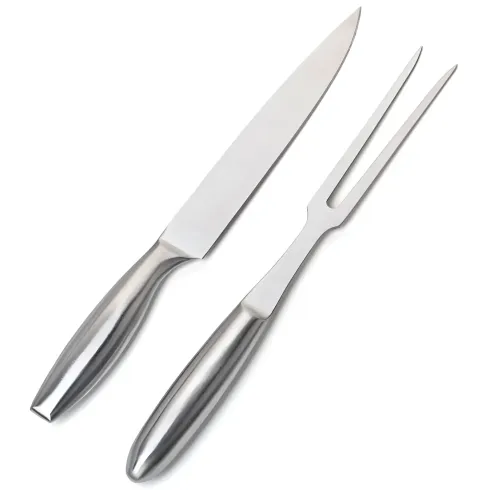 Set da Taglio per Barbecue Acciaio Inox Coltello Forchetta 33 cm