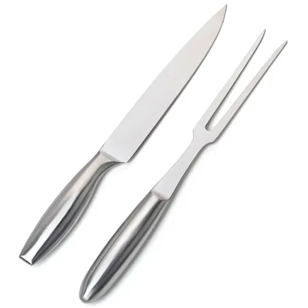 Set da Taglio per Barbecue Acciaio Inox Coltello Forchetta 33 cm