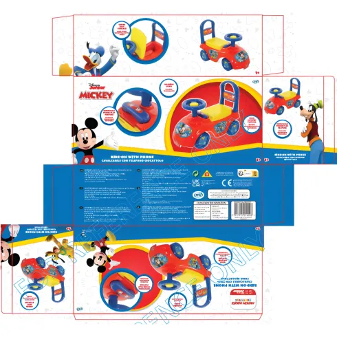 Cavalcabile Bambini Topolino Disney Portaoggetti Telefono Giocattolo