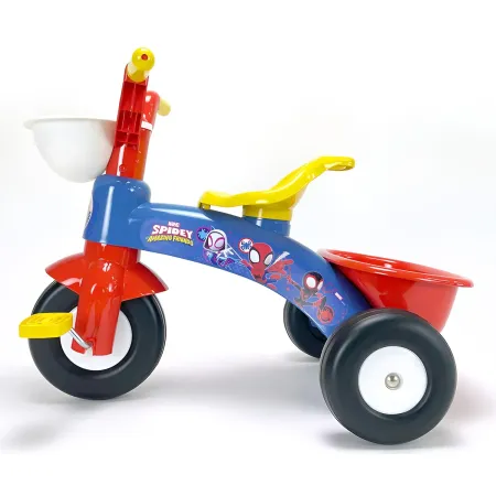 Triciclo Primi Passi per Bambini Spiderman Marvel 3 Ruote 2 Cestini