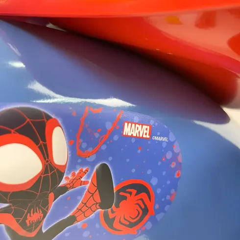 Triciclo Primi Passi per Bambini Spiderman Marvel 3 Ruote 2 Cestini